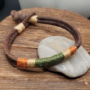 B2505‎ southwestern leather hemp bracelet